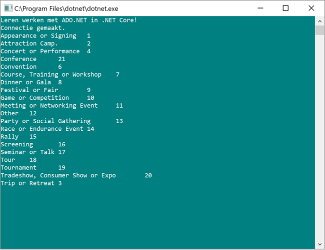 Visual Studio MySqlConnector Test Result